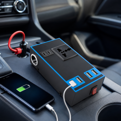 Автомобилен инвертор 12V към 220V 1500W с USB зарядни изходи