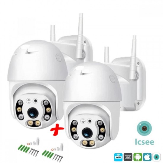 2 БРОЯ ICSEE КУПОЛНА БЕЗЖИЧНА ВЪРТЯЩА КАМЕРА 8 MP.