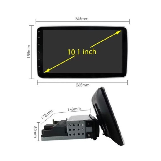 Автомобилна мултимедия с Android 11, single din, 10 INCH въртящ екран 360 градуса