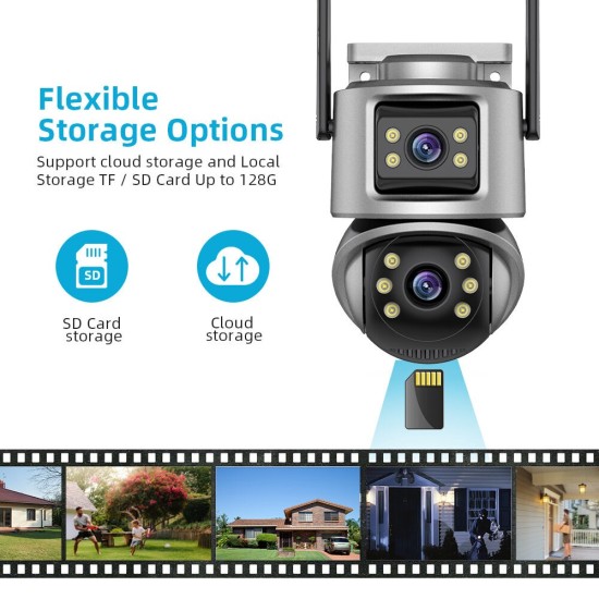 Двойна Външна WiFi Камера A32 с два екрана 4MP+4MP, ICSee