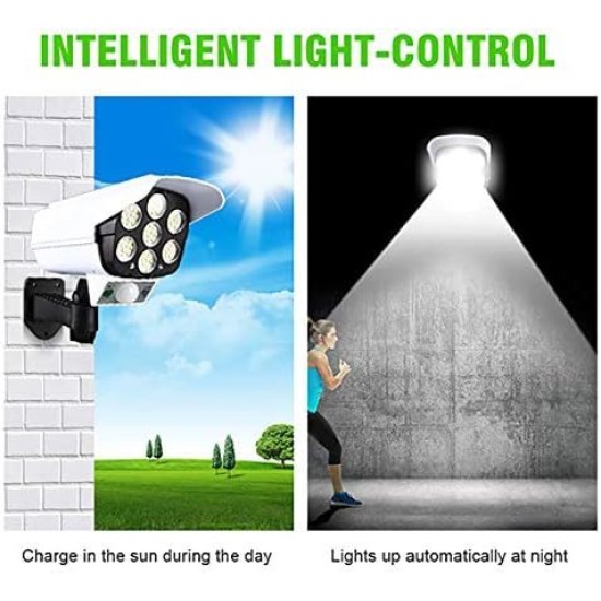 LED Соларна лампа имитираща камера за видеонаблюдение / фалшива камера с LED прожектор и сензор за движение