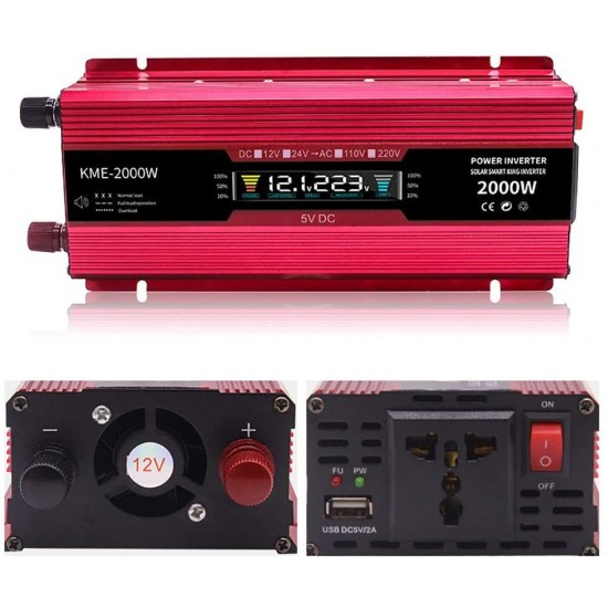 ИНВЕРТОР НА НАПРЕЖЕНИЕ С ДИСПЛЕЙ ОТ 12V НА 220V С МОЩНОСТ ОТ 2000W