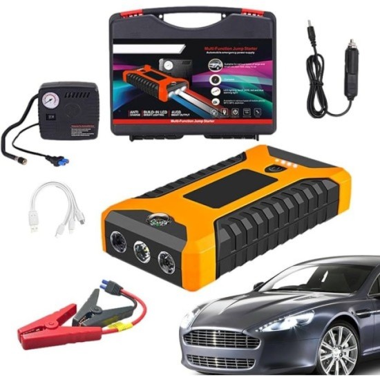 High Power Jump starter за кола и компресор + мощен фенер 