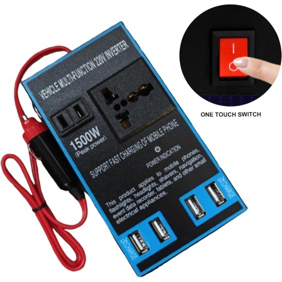 Автомобилен инвертор 12V към 220V 1500W с USB зарядни изходи