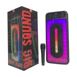 KTS-1555 Караоке тонколона – 2×4” говорителя + микрофон, LED, FM, Bluetooth