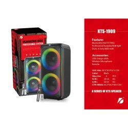 KTS1909 Безжична Bluetooth тонколона 5.0 с двойни 8-инчови 60W високоговорители и RGB светлини