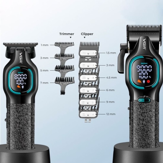 Комплект машинка за подстригване + тример VGR V-886 S2 Grip Turbo 9000RPM 