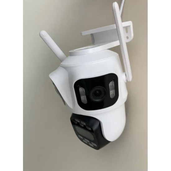 Тройна външна WiFi камера P15 с три ектрана 3MP+3MP+6MP, ICSee, Бяла