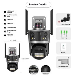 P-17 12MP IP камера WiFi PTZ 3 лещи 3 екрана 8X увеличение 