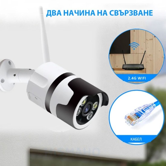 Безжична Bullet Камера PRO+ Wateproof Camera WIFI за външен монтаж, нощно виждане Full HD