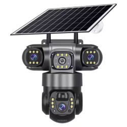 Соларна камера със SIM карта – 12MP Full HD, троен обектив, движение, нощно виждане, двупосочна комуникация, IP66