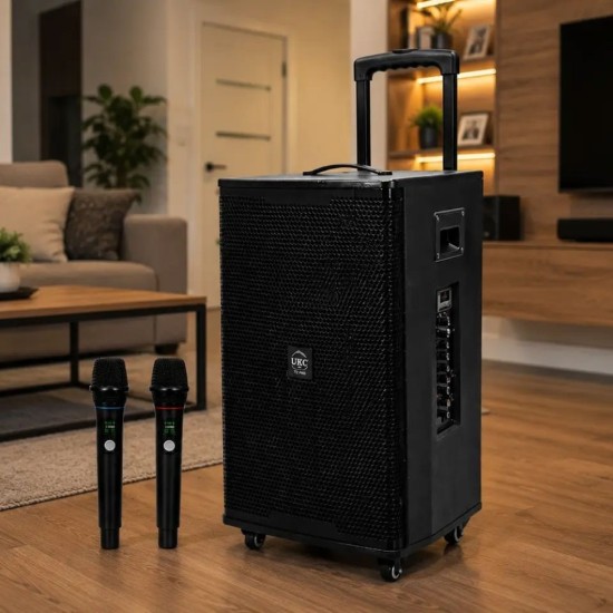 ПОРТАТИВНА КАРАОКЕ КОЛОНА UKC T2 PRO С 2 МИКРОФОНА (1500W)