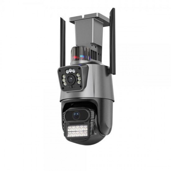 + 64GB карта PTZ ДВОЙНА IP КАМЕРА 12MP С ДВЕ АНТЕНИ ЦВЕТНО НОЩНО ВИЖДАНЕ WIFI, ICSEE, ULTRA HD, МОДЕЛ P11