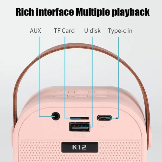 Преносима RGB караоке тонколона K12 с безжичен микрофон
