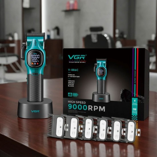 Комплект машинка за подстригване + тример VGR V-886 S2 Grip Turbo 9000RPM 