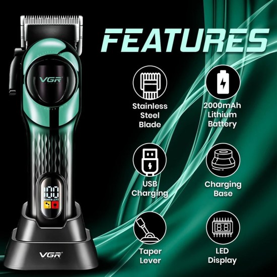 VGR V-166 – Професионална машинка за подстригване GREEN / GOLD