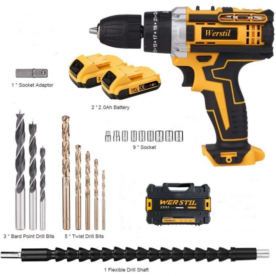 Акумулаторен ударен винтоверт WERSTIL 28V 2AH С 2 батерии в куфар