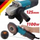 Ъглошлайф KraftWorld 125 мм, 1100W, с регулация на оборотите