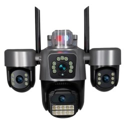 Външна Wifi камера с 4 лещи въртящи 4х12MP/ 36 диода/ ICSEE безжична нощно виждане